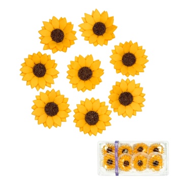 Decoratiuni comestibile din zahar - set 8 buc. Floarea soarelui
