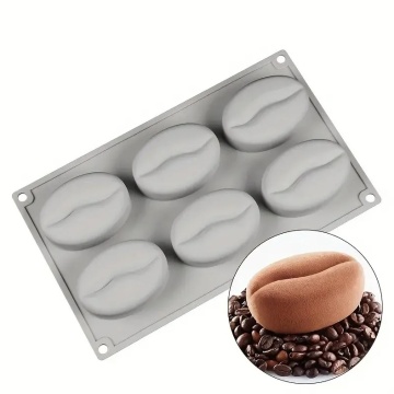 Forma de silicon cu 6 cavitati - Boabe de cafea - T15014
