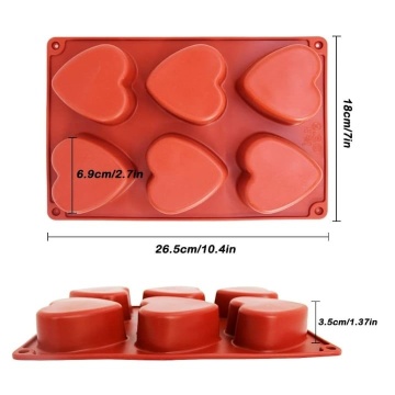 Forma Silicon pentru briose - Inimi - 6 alveole - XH-11 - Img 4