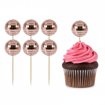 Set 4 Topper Cupcakes Discoball Rosegold – Ø4 cm