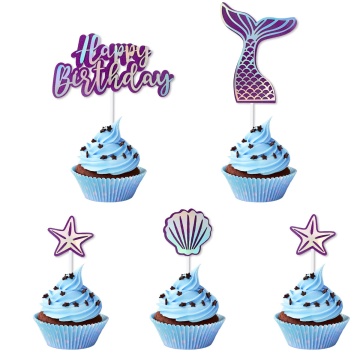 Set 5 cupcake topper "Sirena" - Mov