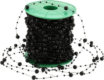 Șirag decorativ cu perle negre – 60 m
