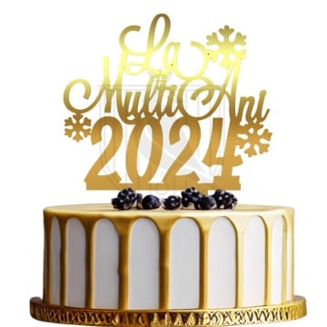 Topper pentru tort "La multi ani 2024" Fg3