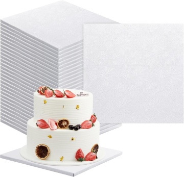 Cake drum patrat Alb- 20 x 20 cm - pachet 5 buc.