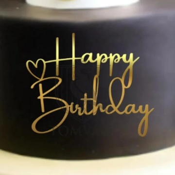 Cake Topper „Happy Birthday” FPa – Auriu/Argintiu – 11,7 x 9,5 cm – Dharst