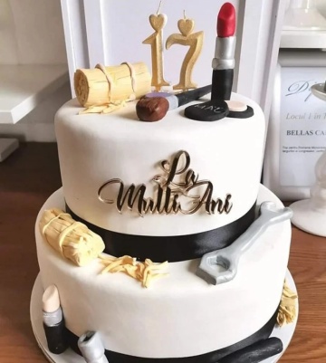Cake Topper „La Mulți Ani” FPa – Auriu/Argintiu – 12 x 6 cm - Dharst