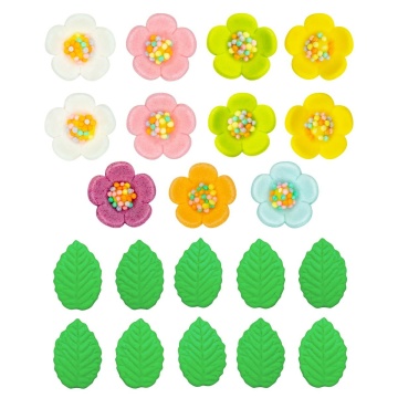 Decoratiuni comestibile din zahar - Primula (21 piese)