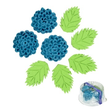 Decoratiuni comestibile din zahar - set Crizanteme - ALBASTRU
