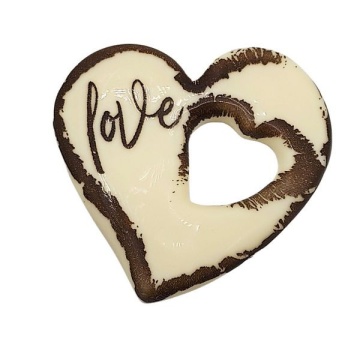 Decoratiuni din ciocolata - Inima love alb/negru - cutie 240 buc - Img 3