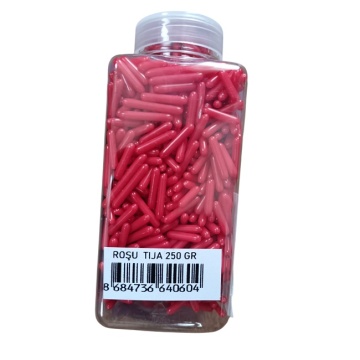 Drajeuri decorative "sugar rods" - Rosu - Dr Gusto - 250g