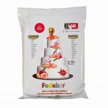 Pasta de zahar pentru acoperire, decor si flori - ROSU - 1KG - FoDekor
