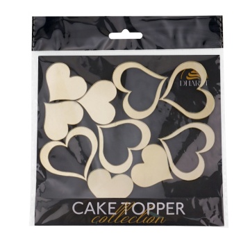 Set 10 inimi decor tort – Oglindă acrilică aurie/argintie – Dharst