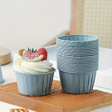 Set 24 forme de copt pentru briose, termorezistente - Albastru pal
