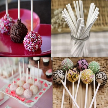 Set 50 betisoare acadele, lollipops, reutilizabile, termo-rezistente, Albe - 15 cm