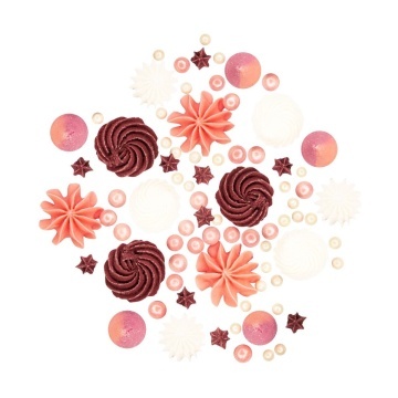 Set Decoratiuni Mini Bezele cu Perle Alb-Roz