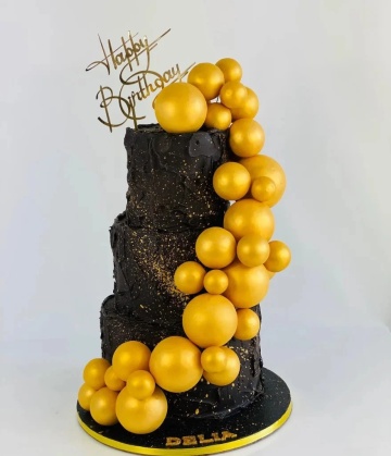 Cake Topper „Happy Birthday” – Auriu – 15 x 17 cm – Dharst