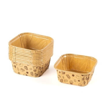 Chese Pătrate din Hârtie Kraft pentru Muffins și Cupcakes – Model T200103, Set 6 buc