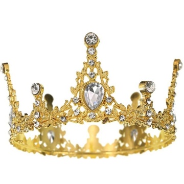 Coronita aurie din metal cu perle - 12,5 x 6 cm