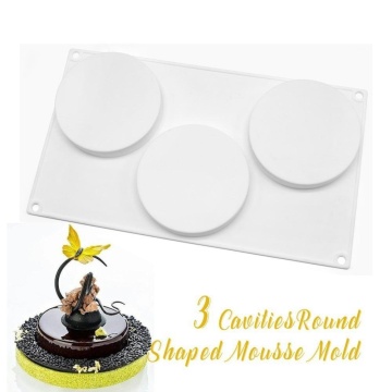 Forma de silicon blat tort rotund cu 3 cavitati D 10 cm, H 2 cm