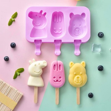 Forma de silicon pentru inghetata: Peppa Pig, iepuras si ursulet