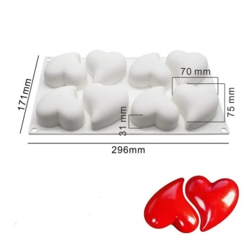 Forma din silicon cu 8 cavitati - Inimi - T14023 - Img 2
