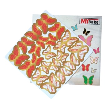 Pachet 126 fluturi hartie - Rosu/Auriu - MyBake