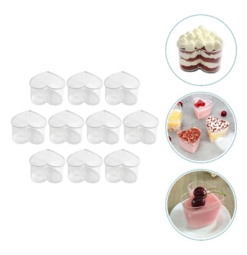 Set 10 Cupe Desert în Formă de Inimă - 70 ml - 5.5 cm x 4.2 cm