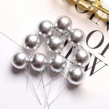 Set 19 sfere plastic pentru ornat torturi - Argintiu