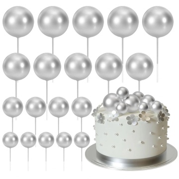 Set 19 sfere plastic pentru ornat torturi - Argintiu
