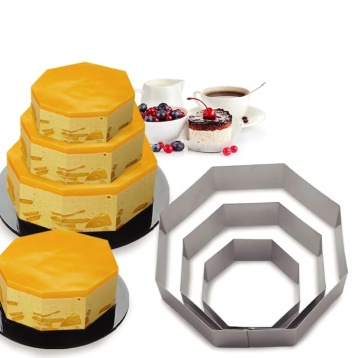 Set 3 forme hexagonale tort etajat - 9,5 / 13,5 / 18,5 cm. H 4.5 cm