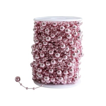 Șirag decorativ cu perle roz inchis  - 60 m