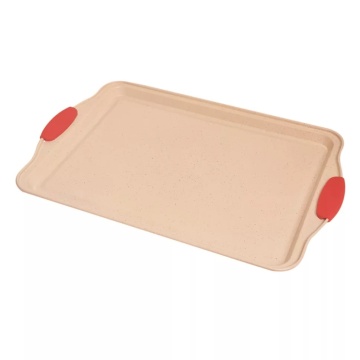 Tavă de Copt Plană Antiaderentă cu Mânere Silicon, 39*26*2 cm