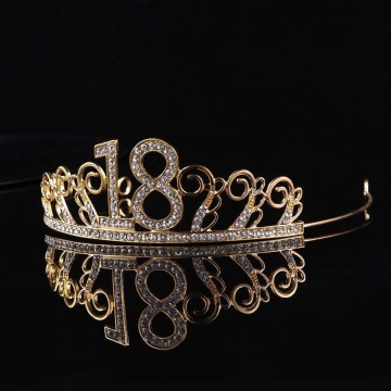 Coronita aurie din metal "18" - 14 x 4 cm - T090269