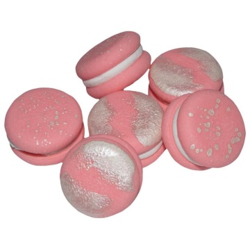 Decoratiuni comestibile din zahar - set "Macarons Roz/Argintiu"
