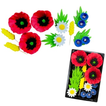 Decoratiuni comestibile din zahar - set Maci premium (16 elemente) - Img 3