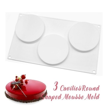 Forma de silicon blat tort rotund cu 3 cavitati D 10 cm, H 2 cm