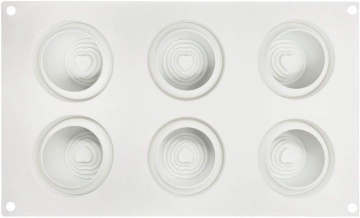 Formă silicon cu 6 alveole – Vortex Hearts – 29,5 × 17,2 cm