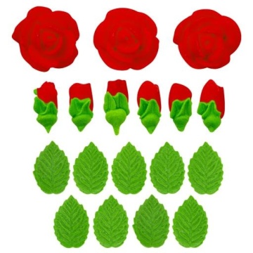 Pachet decoratiuni din zahar "Buchet de trandafiri" - Rosu