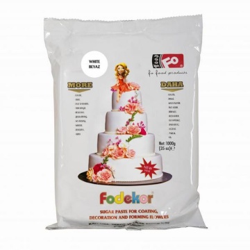 Pasta de zahar pentru acoperire, decor si flori - ALB - 1KG - FoDekor
