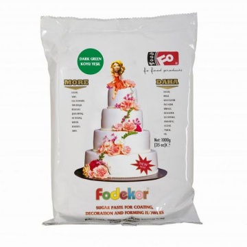Pasta de zahar pentru acoperire, decor si flori - VERDE INCHIS - 1KG - FoDekor