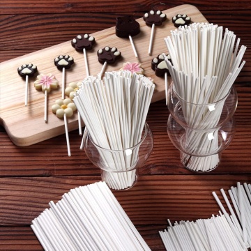 Set 50 betisoare acadele, lollipops, reutilizabile, termo-rezistente, Albe - 15 cm