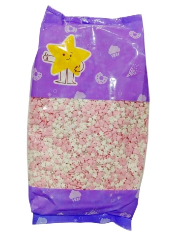 Sprinkles mix Fluturasi roz, floricele albe si perle argintii