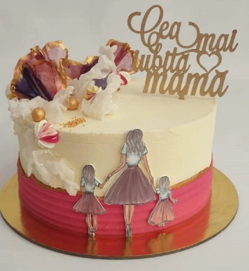 Topper tort Cea mai iubită mamă – decor acrilic cu mesaj de dragoste pentru torturi speciale