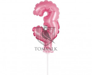 Topper tort balon cifra 3 Roz - Img 1