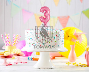 Topper tort balon cifra 3 Roz - Img 2