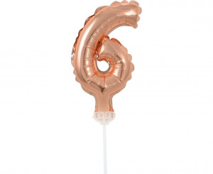 Topper tort balon cifra 6 Rosegold - Img 1