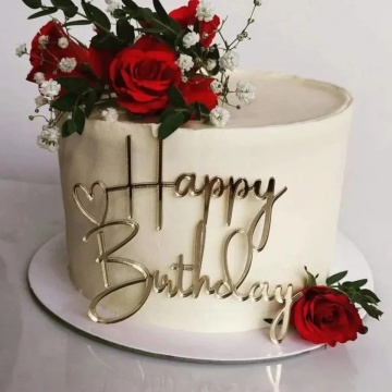 Cake Topper „Happy Birthday” FPa – Auriu/Argintiu – 11,7 x 9,5 cm – Dharst