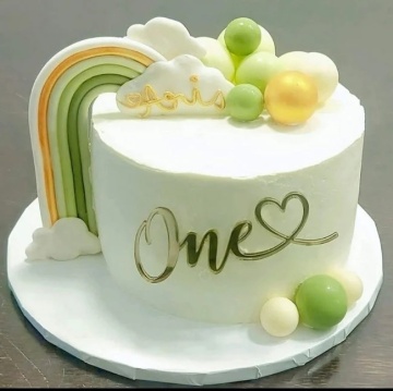 Cake Topper „One” cu inimioară – Auriu/Argintiu – 13 x 6 cm – Dharst