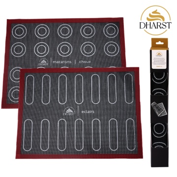 Covoras din silicon microperforat pentru coacere ecler, macarons și choux – dublă față – 30 × 40 cm – Dharst