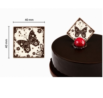 Decoratiuni din ciocolata - Patrat cu fluture KS.008 - cutie 288 buc